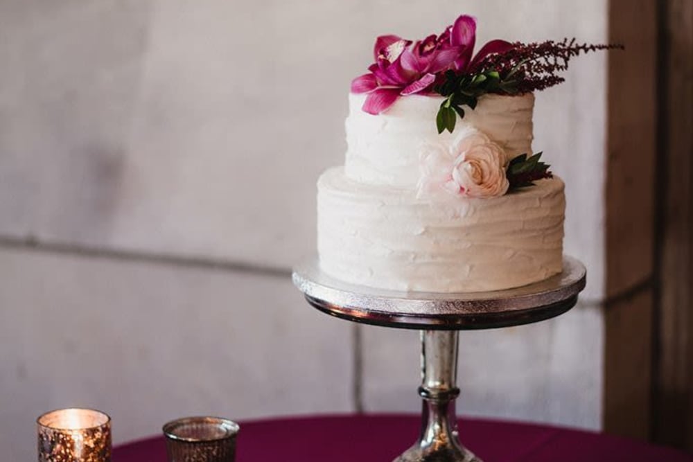 Wedding cake at The Whitcomb Senior Living Tower in St. Joseph, Michigan