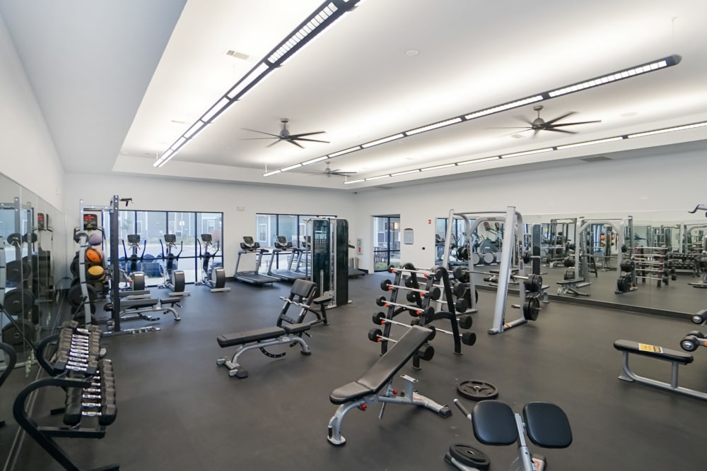 Fitness center at  The Domain at Columbia in Columbia, Missouri