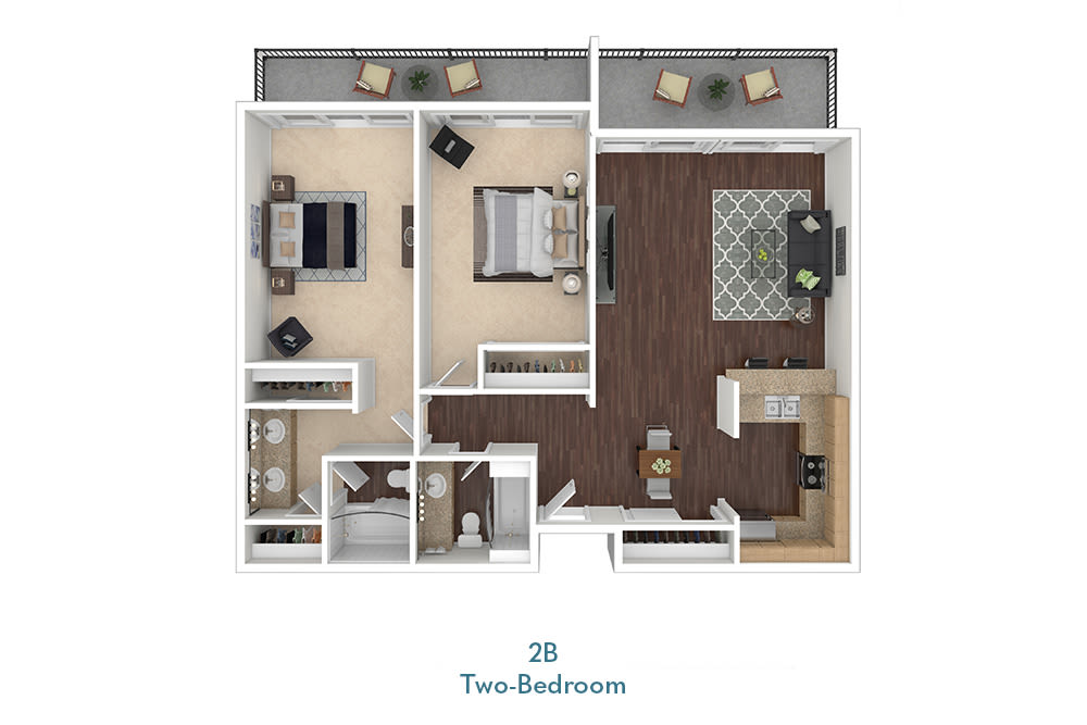 Two Bedroom Apartment Floor Plan at The Tides at Marina Harbor in Marina del Rey, California