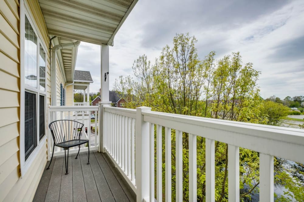 Balcony attached to a unit at Arcadia Senior Living Louisville in Louisville, Kentucky
