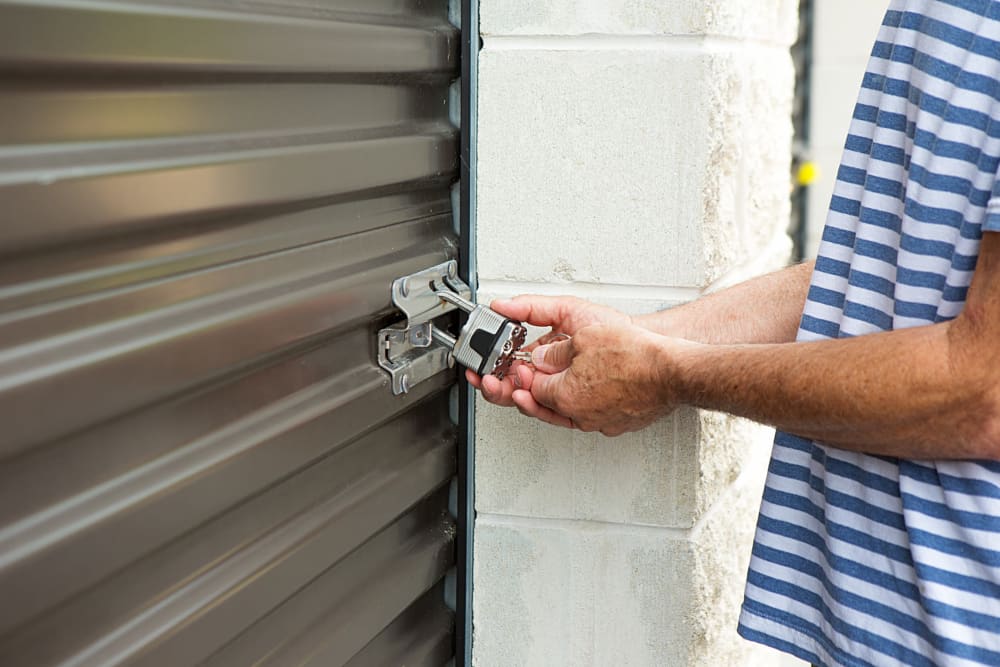 Customer accessing his storage unit at Storage Star - Irving in Irving, Texas