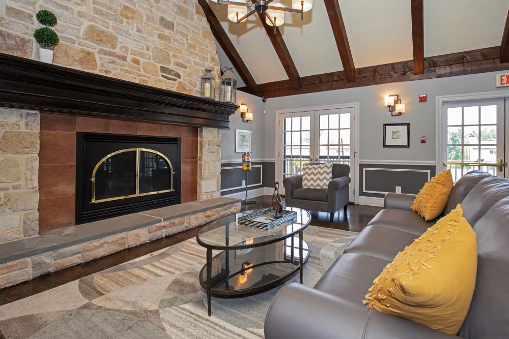 Clubhouse Fireplace and lounge at The Addison, North Wales, Pennsylvania