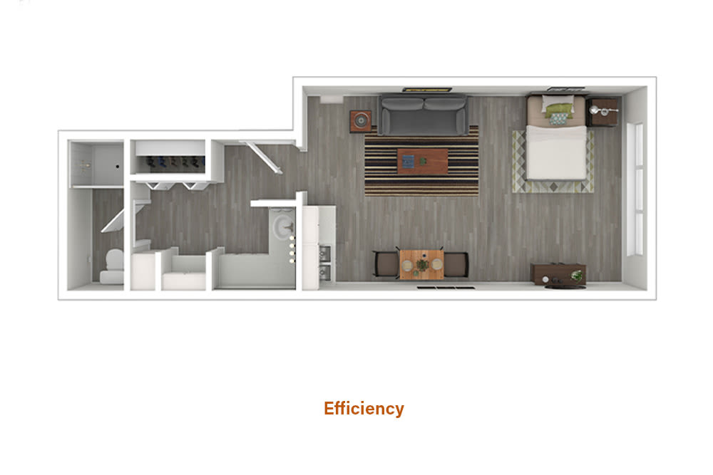 Efficiency Studio floor plan at Rancho Los Feliz