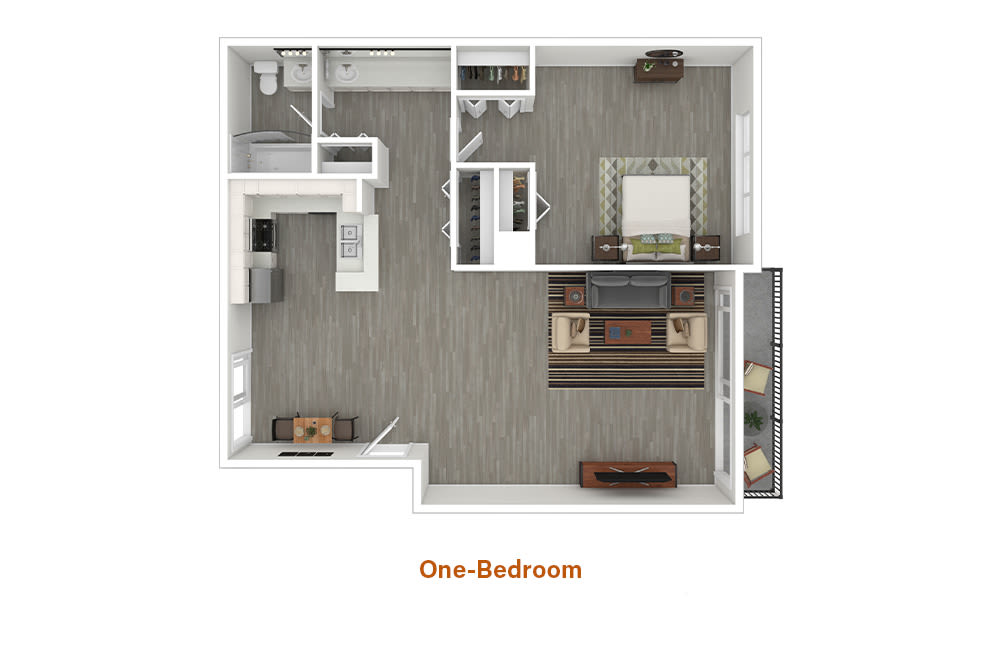 Two-bedroom floor plan at Rancho Los Feliz
