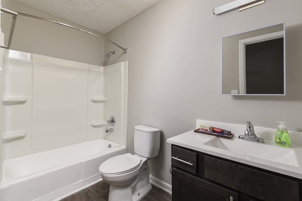 Renovated Model bathroom at The Meridian North, Indianapolis, Indiana