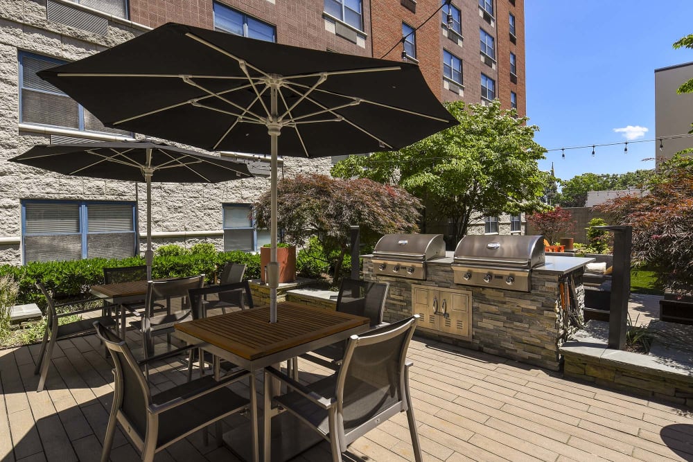 Grill and patio furniture at The Monroe, Morristown, New Jersey