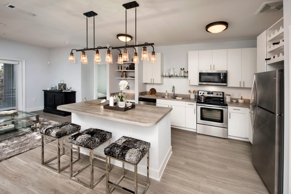 Kitchen with stainless-steel appliances at Capital Crest at Godley Station in Savannah, Georgia