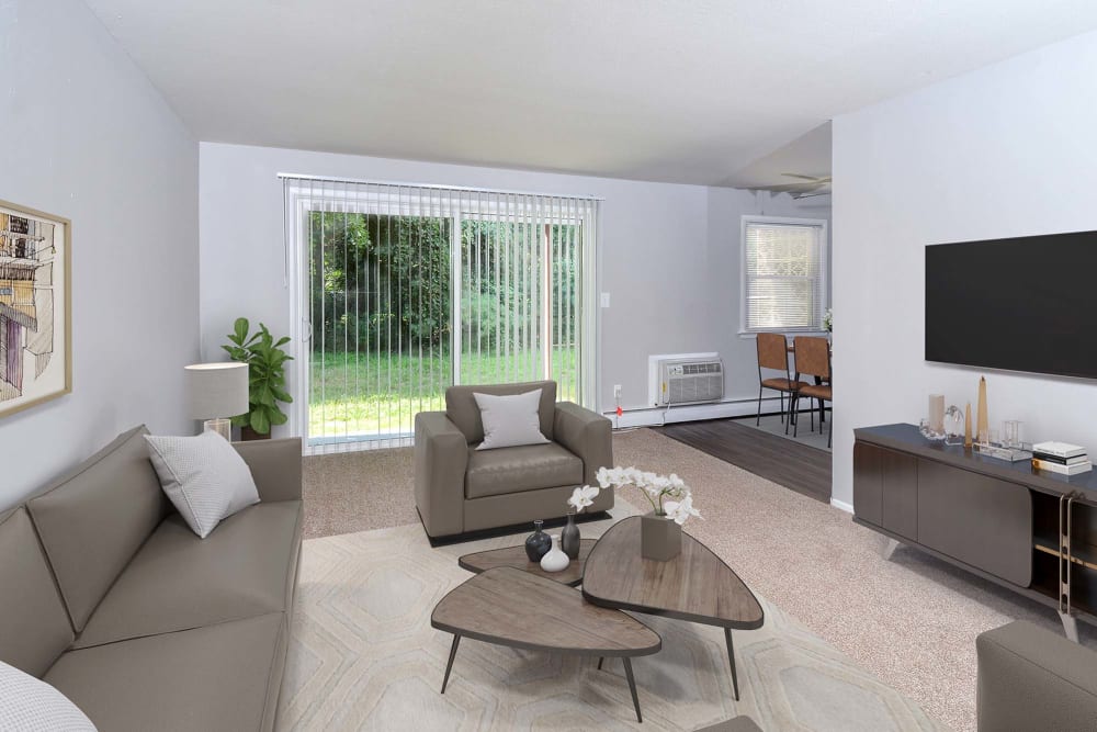 Model living room at Orchard Park, Edgewater Park, New Jersey