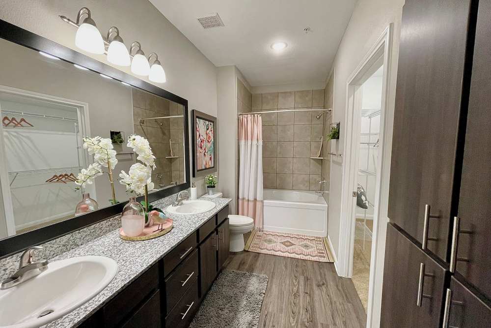 Spacious bathrooms at The Abbey at Barker Cypress in Houston, Texas