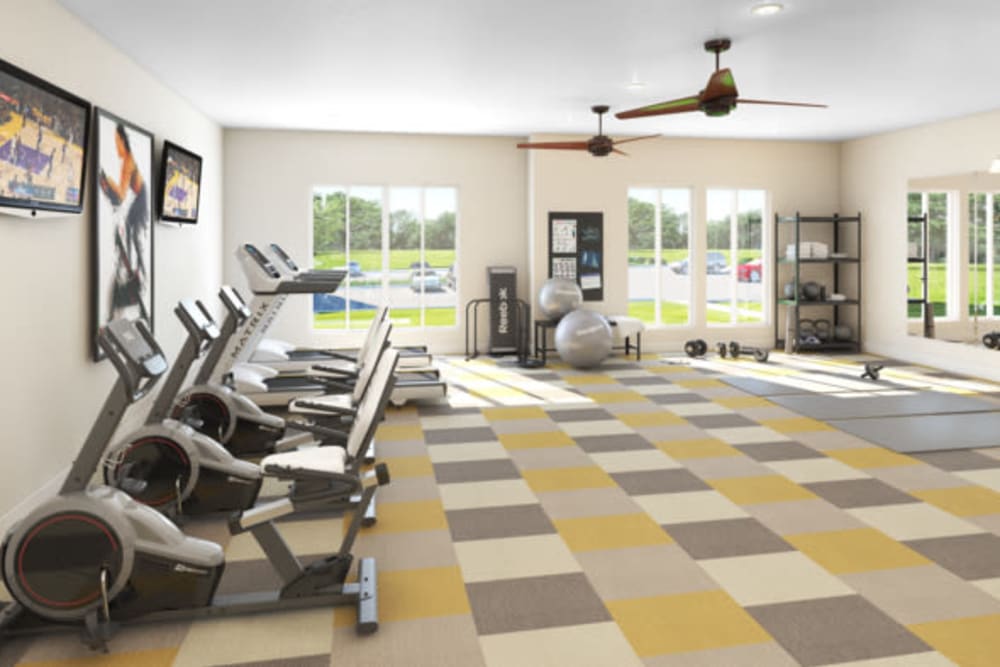 Rendering of the fitness center at Avion Point Seniors in Charlotte, North Carolina