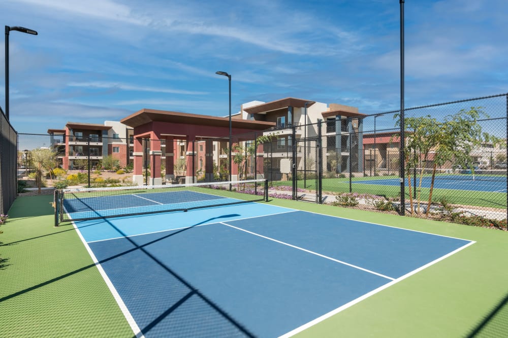 lighted tennis court at The Crossing at Cooley Station in Gilbert, Arizona