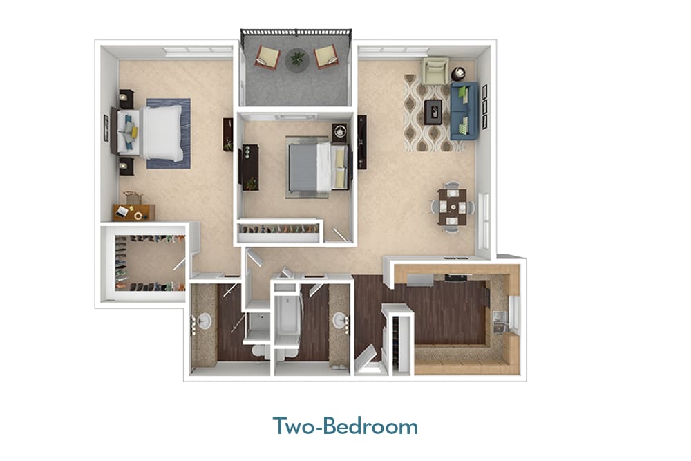 Two-Bedroom Floor Plan at Waters Edge