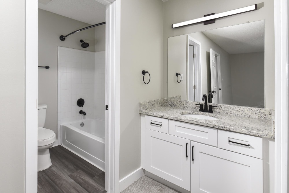 Renovated bathroom at The View North Hills in Pittsburgh, Pennsylvania