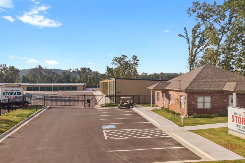 office and gated entry at Storage Near Me - White Oak Storage in North Little Rock, Arkansas