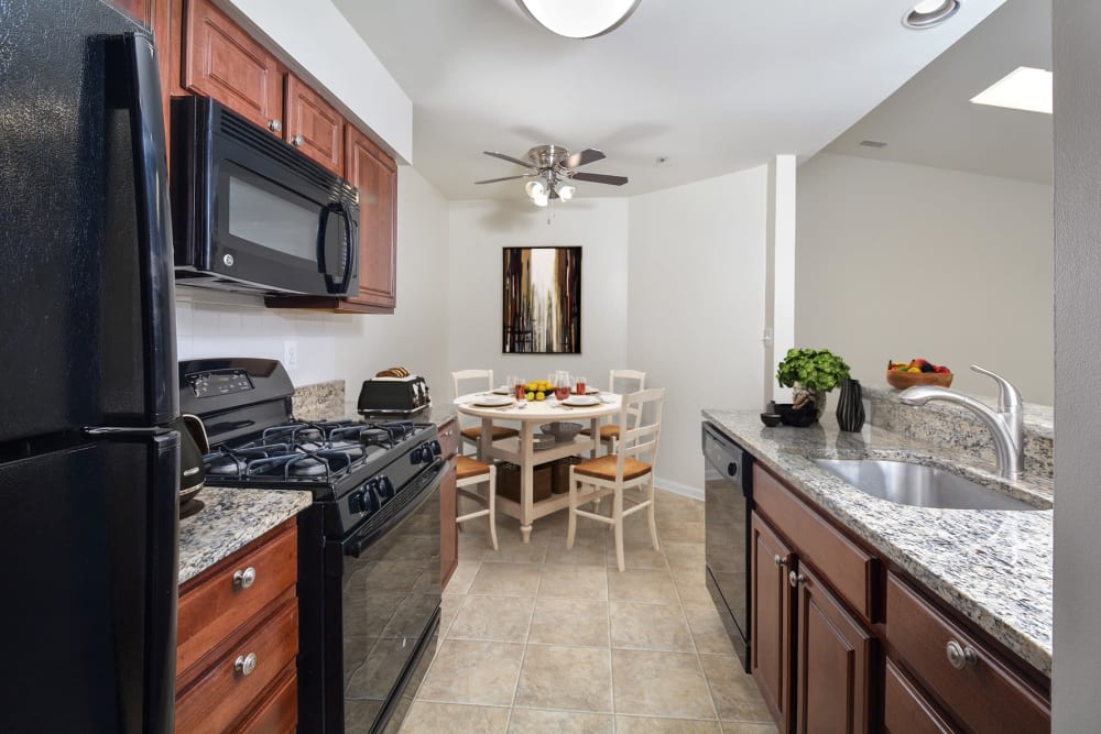 staged kitchen and dininig room at Yorkshire Apartments in Silver Spring, Maryland