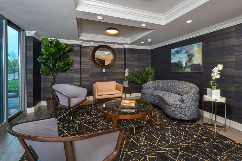 lounge area in lobby at Cherry Hill Towers, Cherry Hill, New Jersey