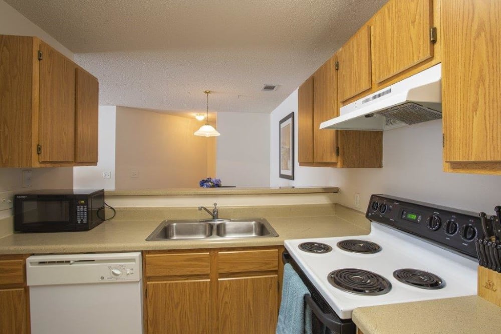 model apartment kitchen at Forest Pointe in Walterboro, South Carolina