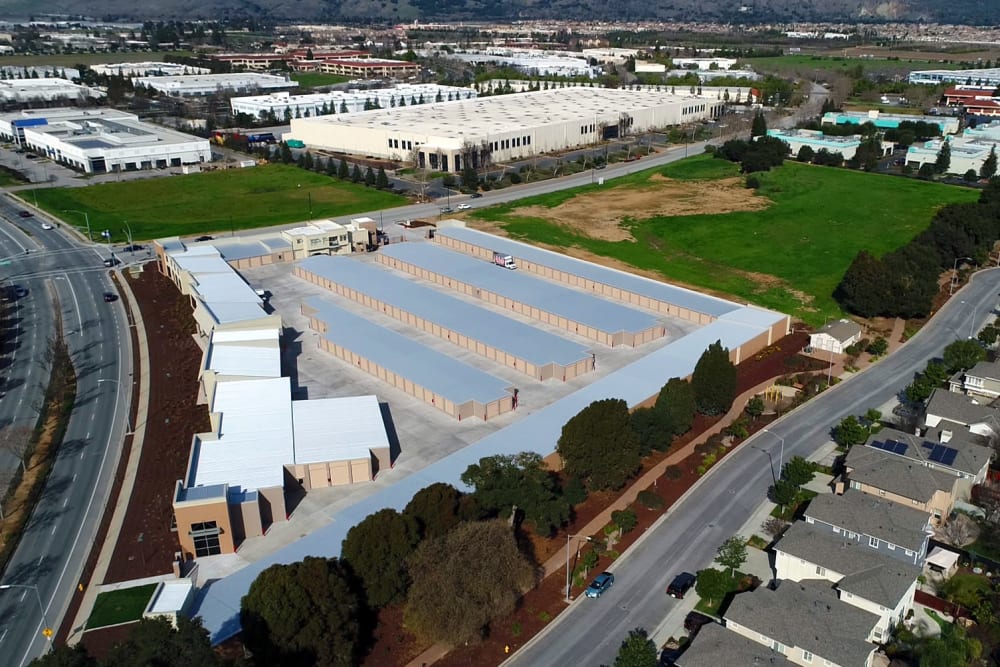 Aerial view of our storage center in Morgan Hill, California