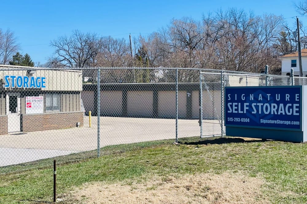 Gated entry at Signature Self Storage in Des Moines, Iowa
