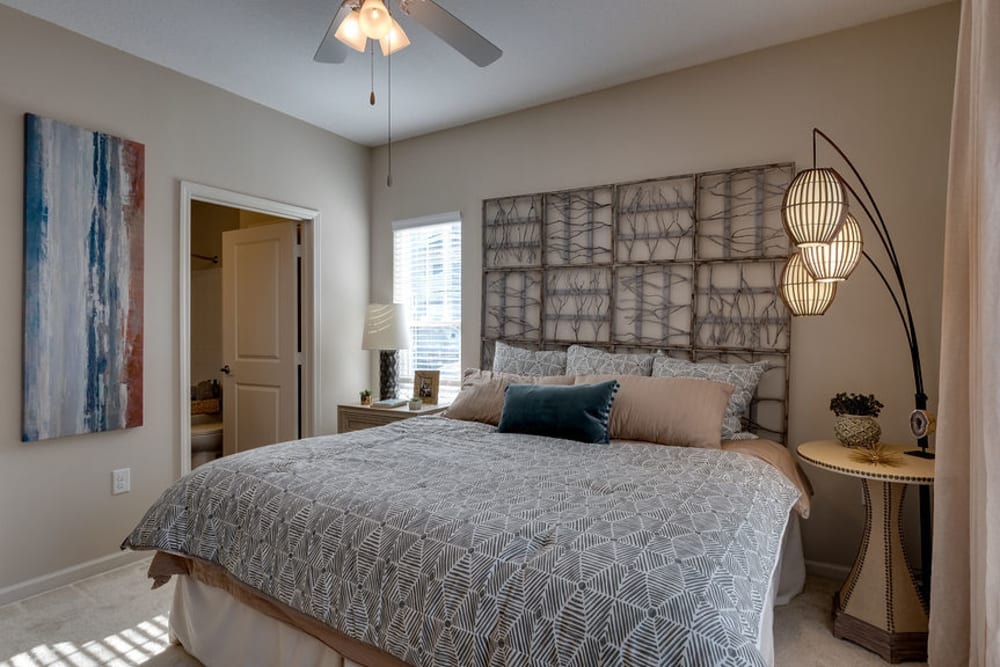 Bedroom in a model apartment at Parc at Broad River in Beaufort, South Carolina