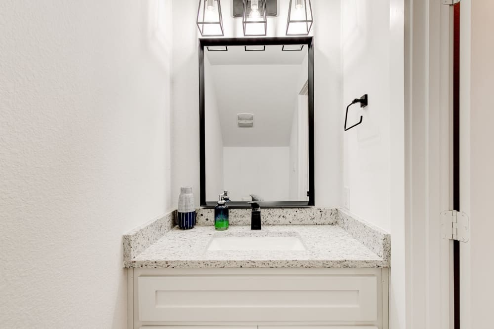 Bathroom vanity at The Collection Townhomes in Dallas, Texas