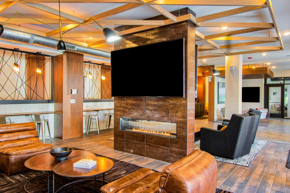 Interior lobby area at Steelyard Apartments in St. Louis, Missouri