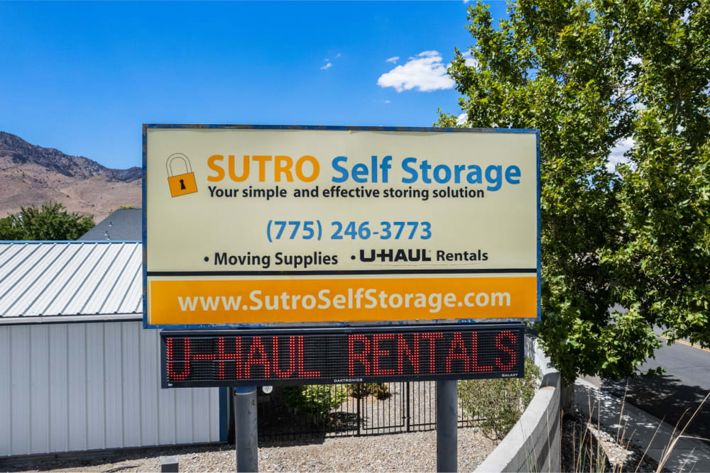 signage at Sutro Self Storage in Dayton, Nevada