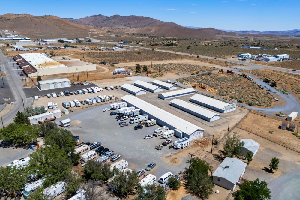 drone photograph from above at Comstock RV Park and Storage in Mound House, Nevada