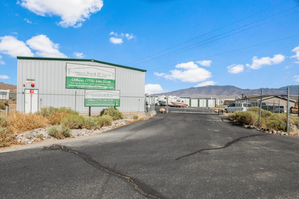 entrance at Comstock Boat and RV Storage in Mound House, Nevada