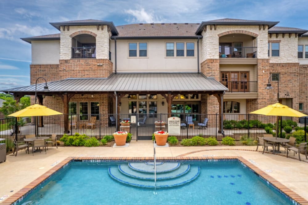 Luxury swimming pool at Mariposa at Westchester in Grand Prairie, Texas