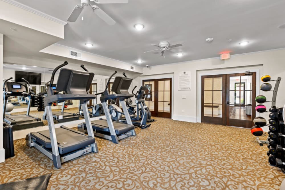 Large fitness center at Mariposa at Westchester in Grand Prairie, Texas