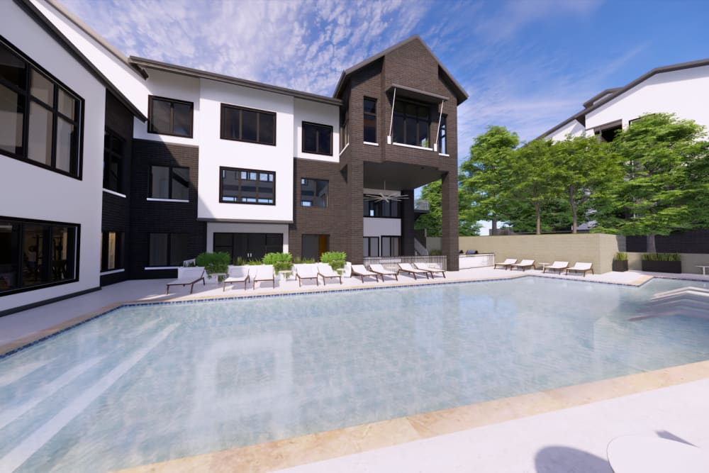 Rendering of the swimming pool at The Bennett in Austin, Texas