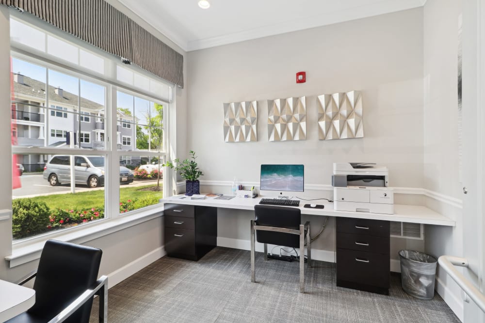 Business center at Avanti Luxury Apartments in Bel Air, Maryland