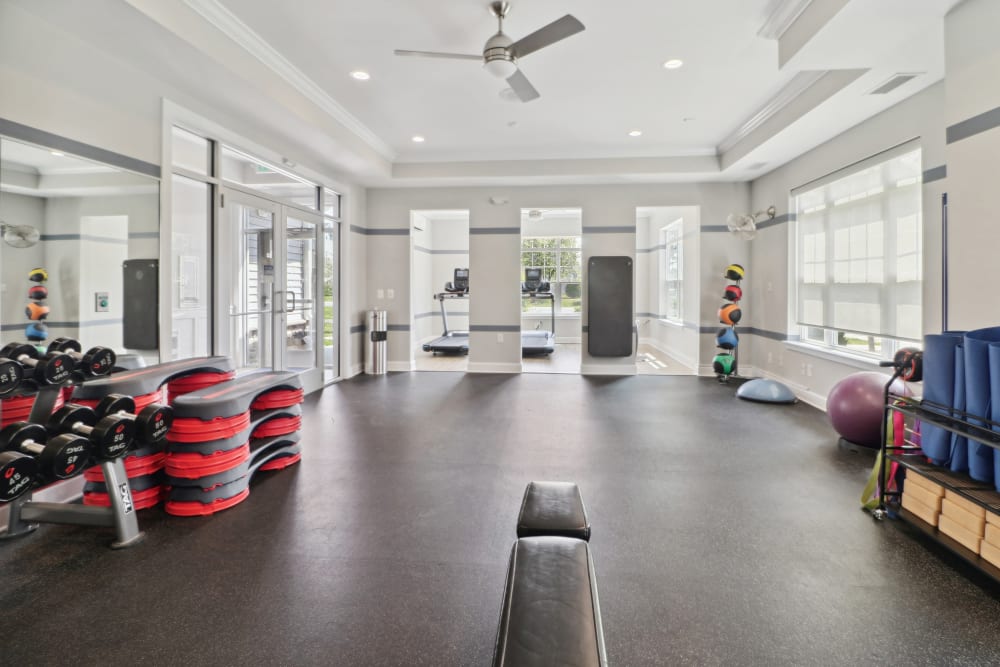 Functional Fitness & Group Fitness Room at Avanti Luxury Apartments in Bel Air, Maryland