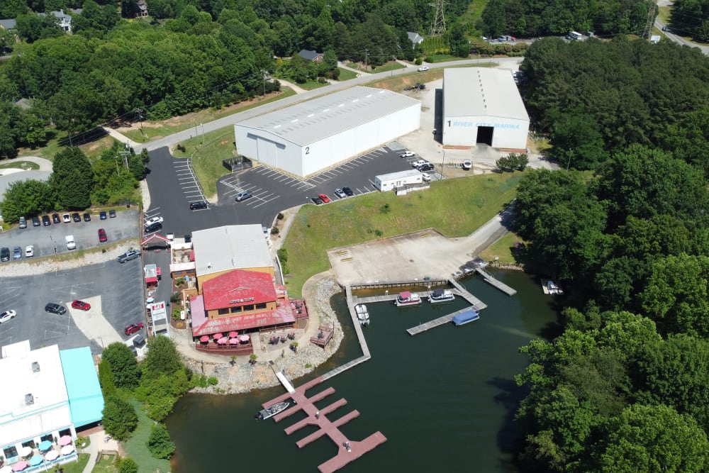 Aerial view of our facility at River City Marina in Mooresville, North Carolina