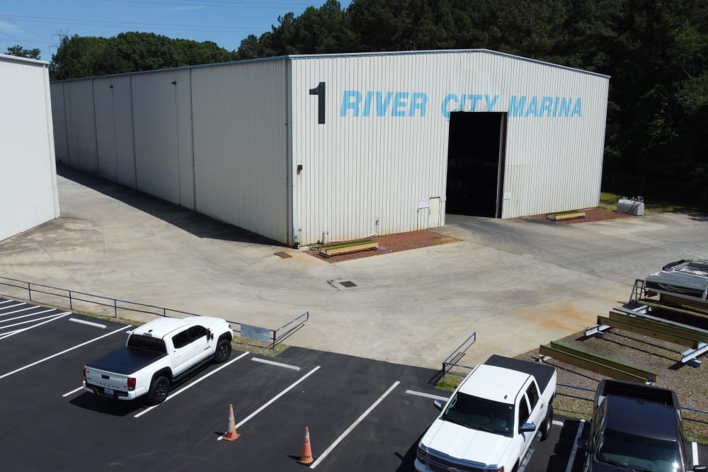 Our boat storage facility warehouse at River City Marina in Mooresville, North Carolina