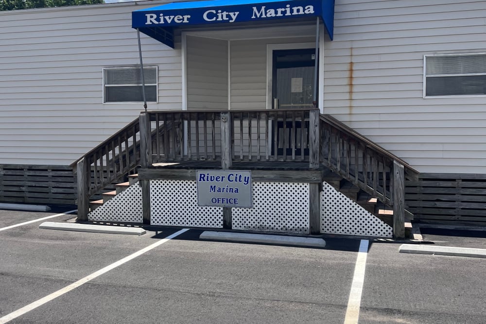 Entrance to our leasing office at River City Marina in Mooresville, North Carolina