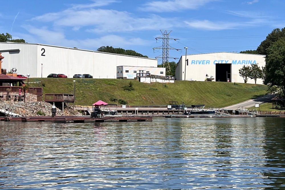 A view of our facility and marina from the water at River City Marina in Mooresville, North Carolina
