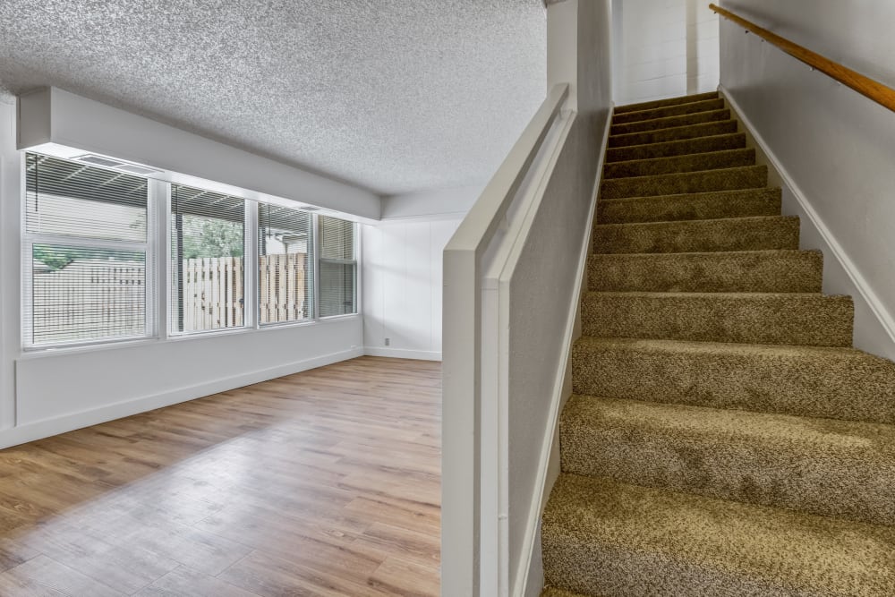 Stairs and living room at Clarkdale in Joint Base Lewis McChord, Washington