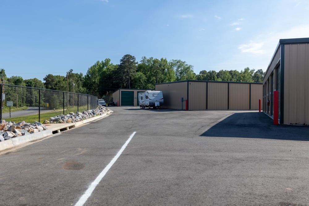 A view outside the fence of Highway 10 Storage in Little Rock, Arkansas