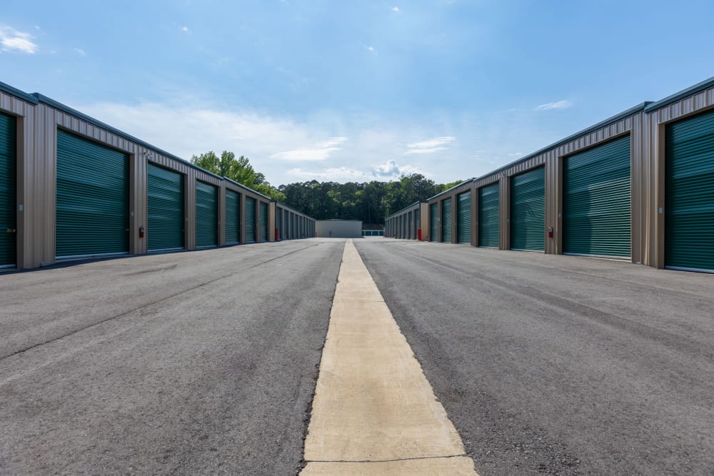 A perspective of the street at Highway 10 Storage in Little Rock, Arkansas