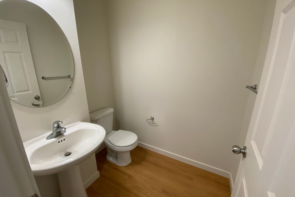 First floor guest half bathroom at Cascade Village in Joint Base Lewis McChord, Washington