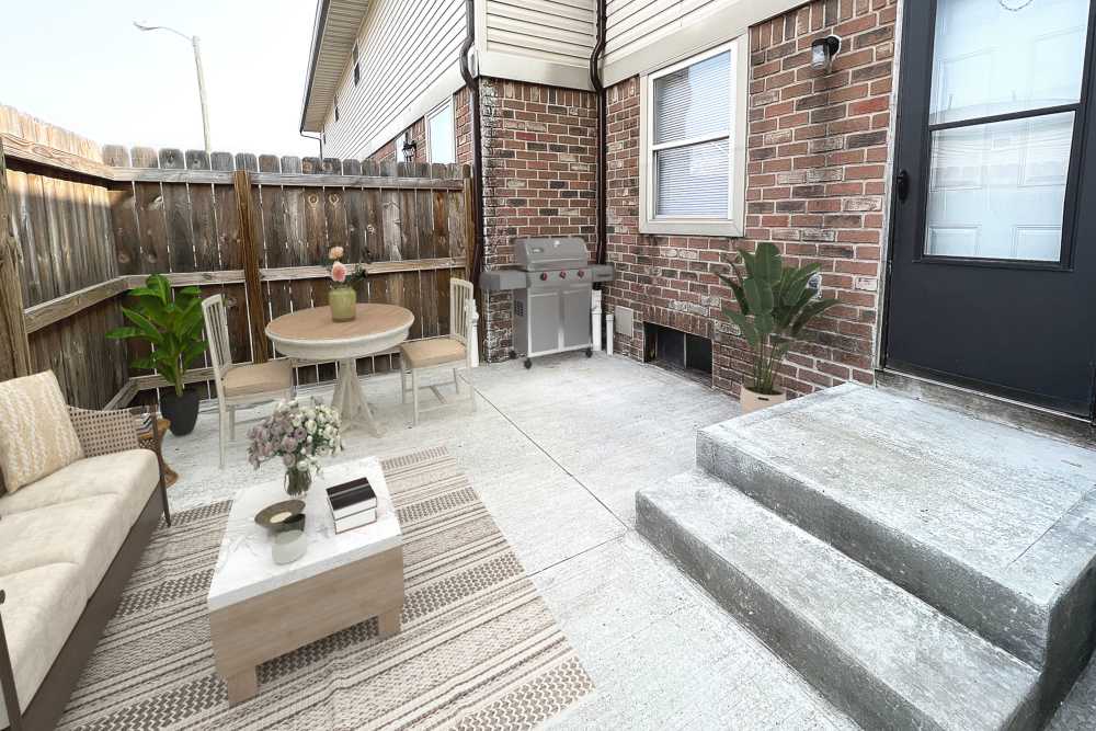 Private patio area at North Eden Townhomes in Columbus, Ohio