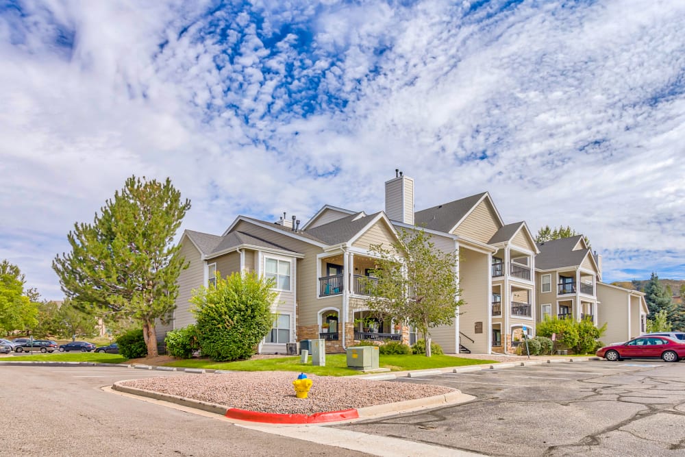 Exterior of community buildings at The Pines at Castle Rock Apartments in Castle Rock, Colorado