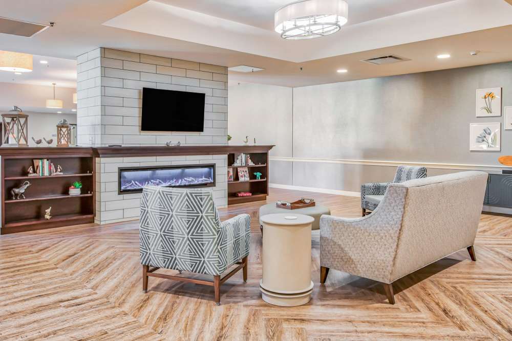 Lobby area with seating Revela at O'Fallon in O'Fallon, Illinois
