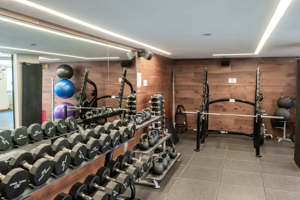 Rack of weights at The Sierra Chelsea in New York, New York