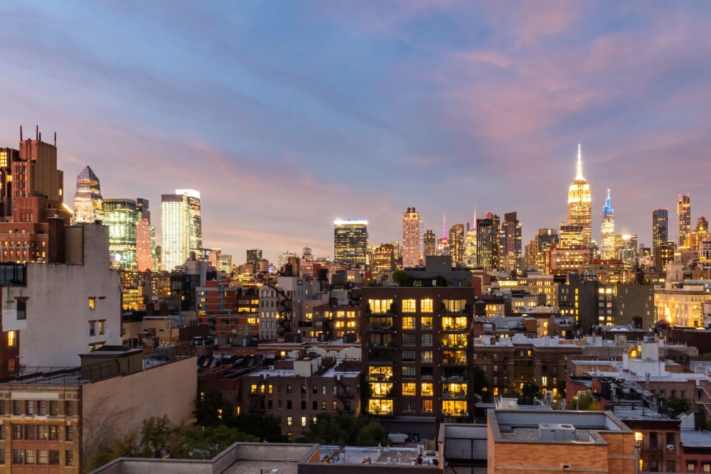 Views of the city skyline at night from The Sierra Chelsea in New York, New York