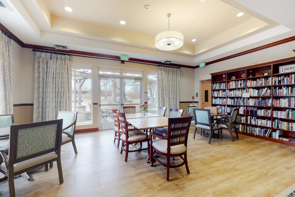 Library at Senior Living Community in Woodinville, Washington