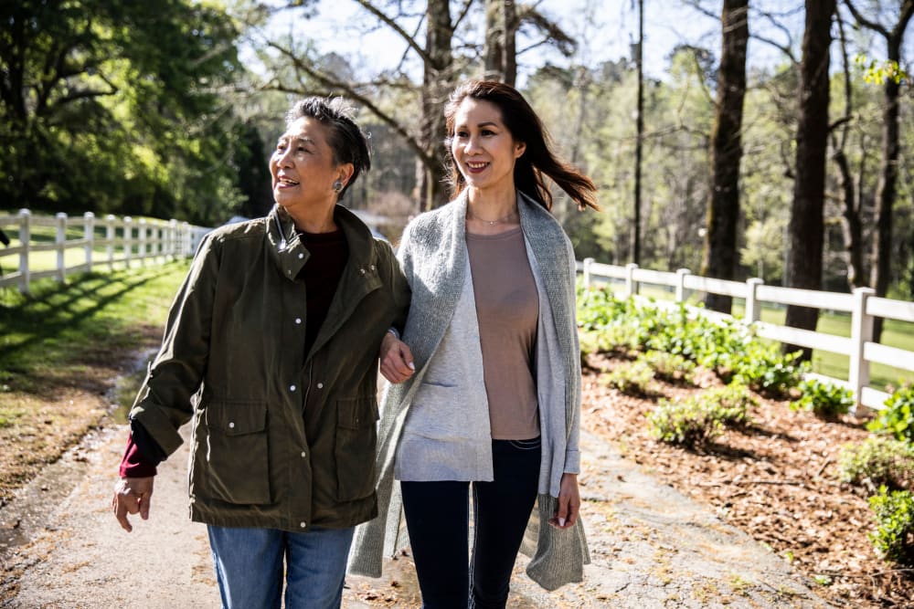 Residents out for a walk near Indigo Ridge in New Bern, North Carolina