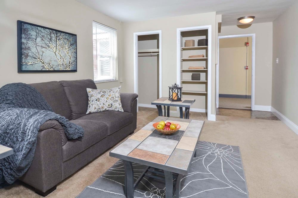 Model living room at The Alden, Pittsburgh, Pennsylvania